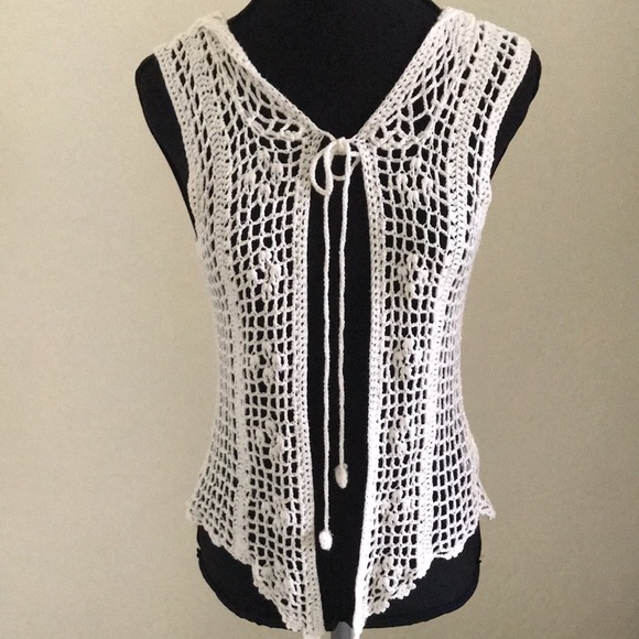 Crochet Knit Hoody Vest - Picture 1 of 2